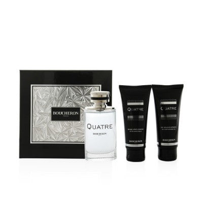 BOUCHERON QUATRE POUR HOMME (M) EDT 100 ml SHOWER GEL 100  ml + AFTER SHAVE 100 ml GIFT SET 3 PIECE